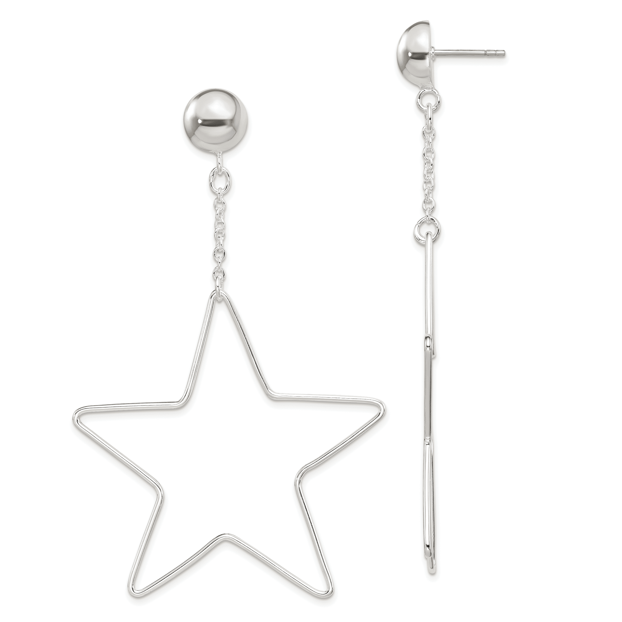 Primal Silver Sterling Silver Star Dangle Post Earrings
