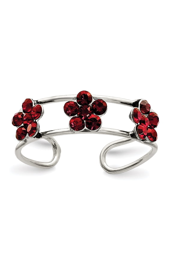Sterling Silver Stellux Crystal Floral Toe Ring