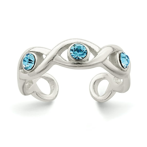 Primal Silver Sterling Silver Stellux Crystal Toe Ring