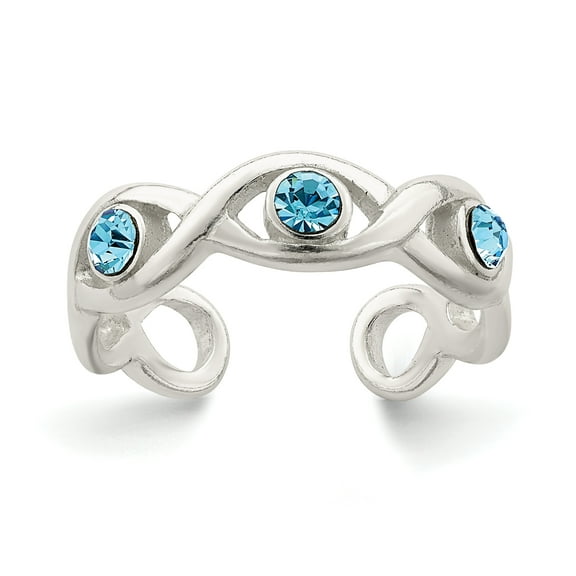 Primal Silver Sterling Silver Stellux Crystal Toe Ring