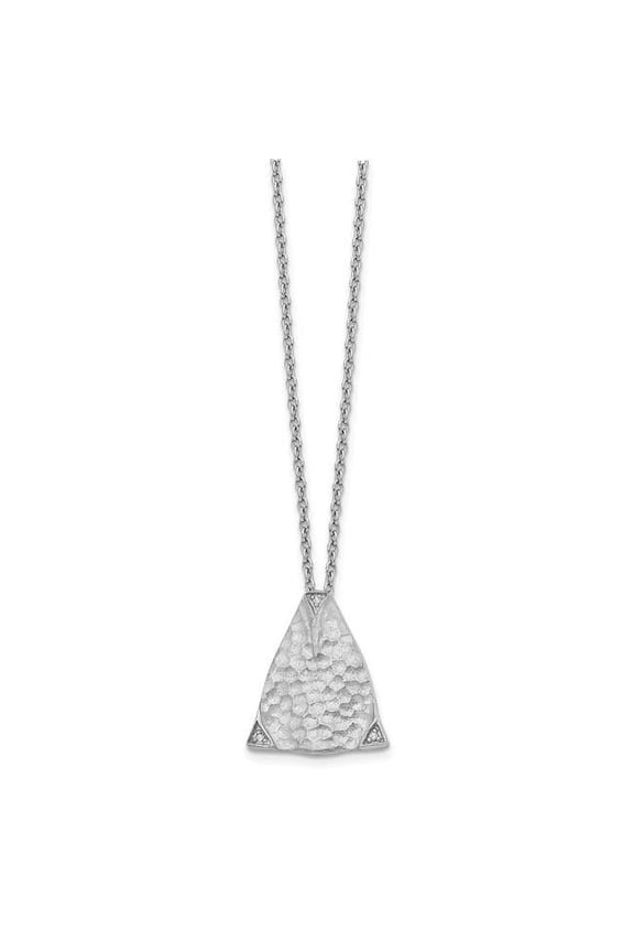 Sterling Silver Textured Triangle Diamond Necklace