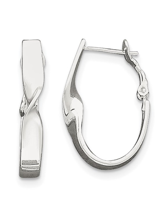 Sterling Silver Twisted Oval Omega Back Earrings