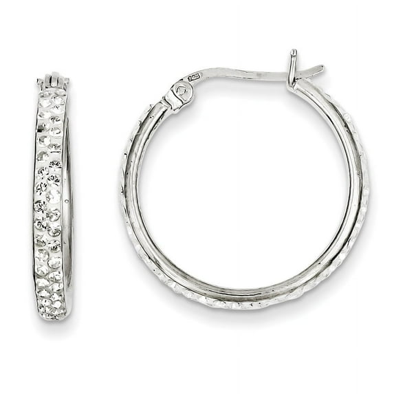 Primal Silver Sterling Silver White Swarovski Crystal Hoop Earrings