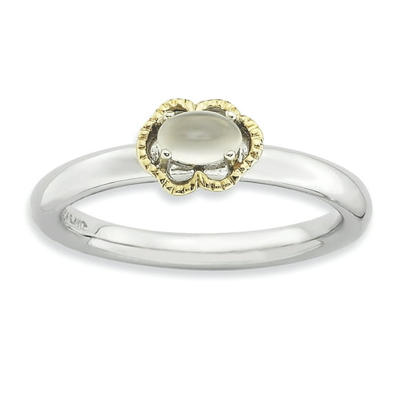 Primal Silver Sterling Silver and 14K Stackable Moonstone Ring