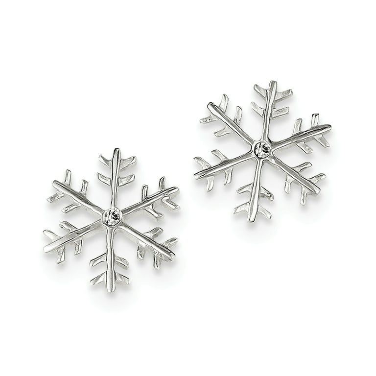 Sterling Silver CZ Snowflake Post Stud Earrings Sterling Silver CZ Snowflake Post Stud Earrings