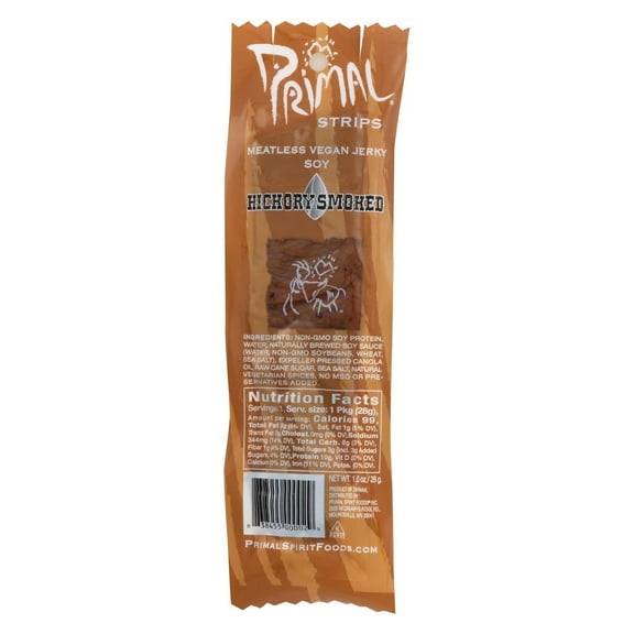 Primal Spirit Foods Primal Strips Meatless Vegan Jerky Hickory Smoked 1 oz Pack of 3