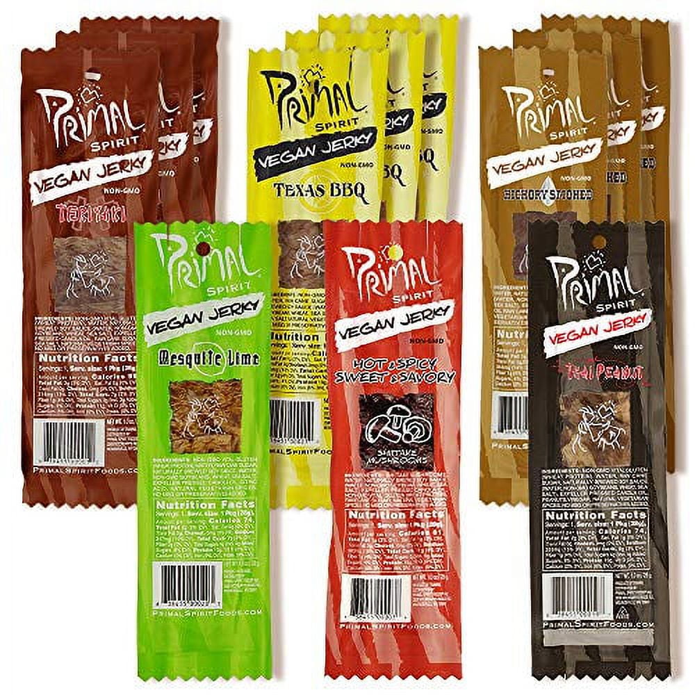 Primal Spirit Vegan Jerky Most Popular Flavors Pack, 10 g. Plant