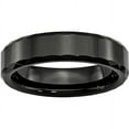 thumbnail image 1 of Primal Steel Ceramic Black Faceted and Beveled Edge 6mm Wedding Band, 1 of 8