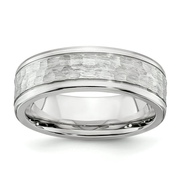 Primal Steel Cobalt Brushed and Hammered Center 7mm Band