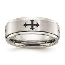 Primal Steel Cobalt Polished and Brushed Spinner Crosses 8mm Mens' Ring