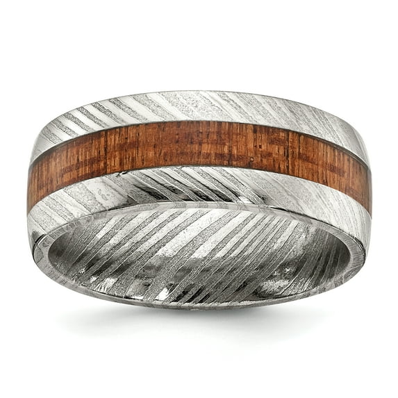 Primal Steel Damascus Steel with Sapele Wood Inlay 8mm Band