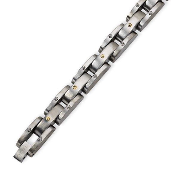 Primal Steel Primal Steel Titanium Yellow IP-plated 8.5 Inch Bracelet