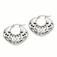 thumbnail image 1 of Primal Steel Stainless Steel 30mm Fancy Cutout Hoop Earrings, 1 of 7