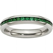 JEWELRYPOT Primal Steel Stainless Steel 4mm May Green CZ Ring