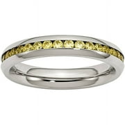 UNKNOWN Primal Steel Stainless Steel 4mm November Yellow Cubic Zirconia Ring