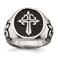 thumbnail image 1 of Primal Steel Stainless Steel Antiqued Fleur de Lis Cross Ring, 1 of 11