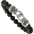 thumbnail image 1 of Primal Steel Stainless Steel Antiqued and Black Agate Stretch Bracelet, 1 of 7