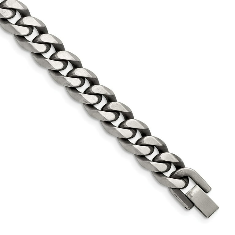 Stainless Steel Brushed Antiqued Curb Chain 8.75 inch ID Bracelet Stainless Steel Brushed Antiqued Curb Chain 8.75 inch ID Bracelet