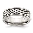 thumbnail image 1 of Primal Steel Stainless Steel Antiqued and Polished Brick Pattern 7.5mm Band, 1 of 6