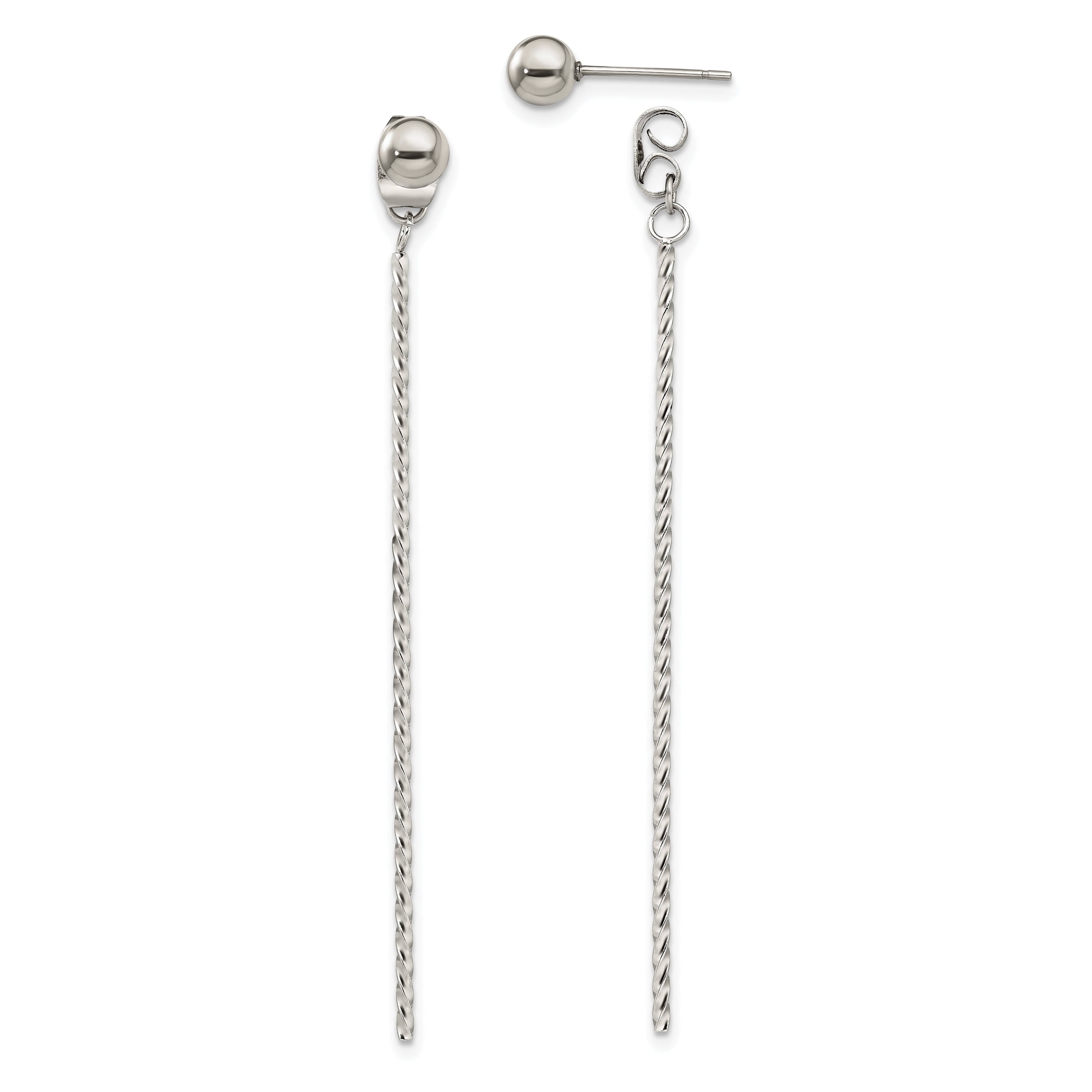 Primal Steel Stainless Steel Bar Front and Back Post Dangle Earrings