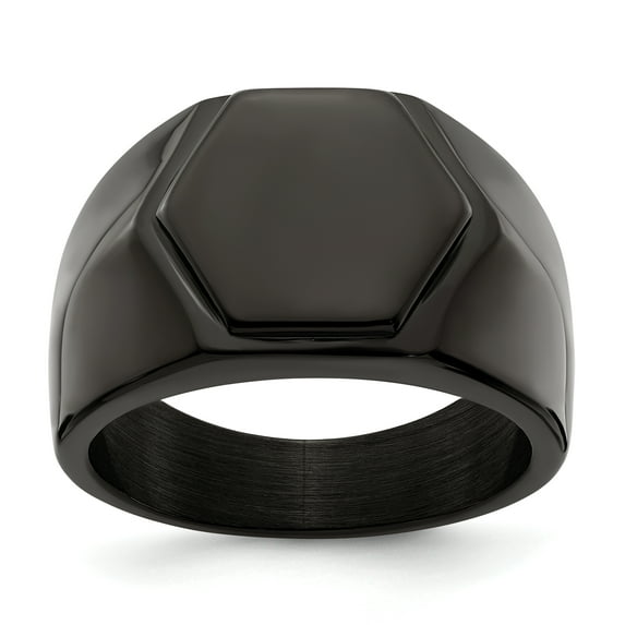 Primal Steel Stainless Steel Black IP-plated Signet Ring