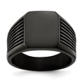 thumbnail image 1 of Primal Steel Stainless Steel Black IP-plated Signet Ring, 1 of 10