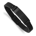 thumbnail image 1 of Primal Steel Stainless Steel Brushed Black IP-plated Black Leather 8.5 Inch ID Bracelet, 1 of 7