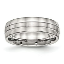 Primal Steel Stainless Steel Brushed and Polished Grooved 6.50mm Band