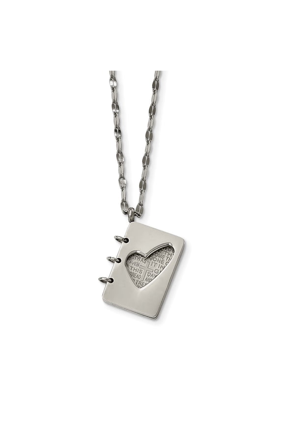 Stainless Steel Brushed and Polished Lord's Prayer Necklace