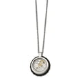 thumbnail image 1 of Primal Steel Stainless Steel Brushed and Polished Yellow IP-plated with Cubic Zirconia and Leather 22-inch Necklace, 1 of 6