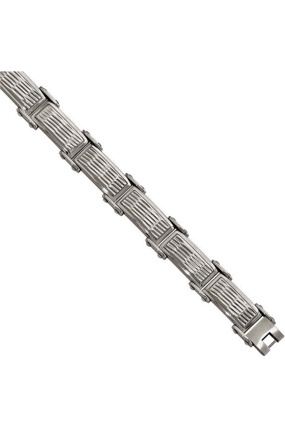 Primal Steel Stainless Steel Brushed and Textured 8.25in Bracelet