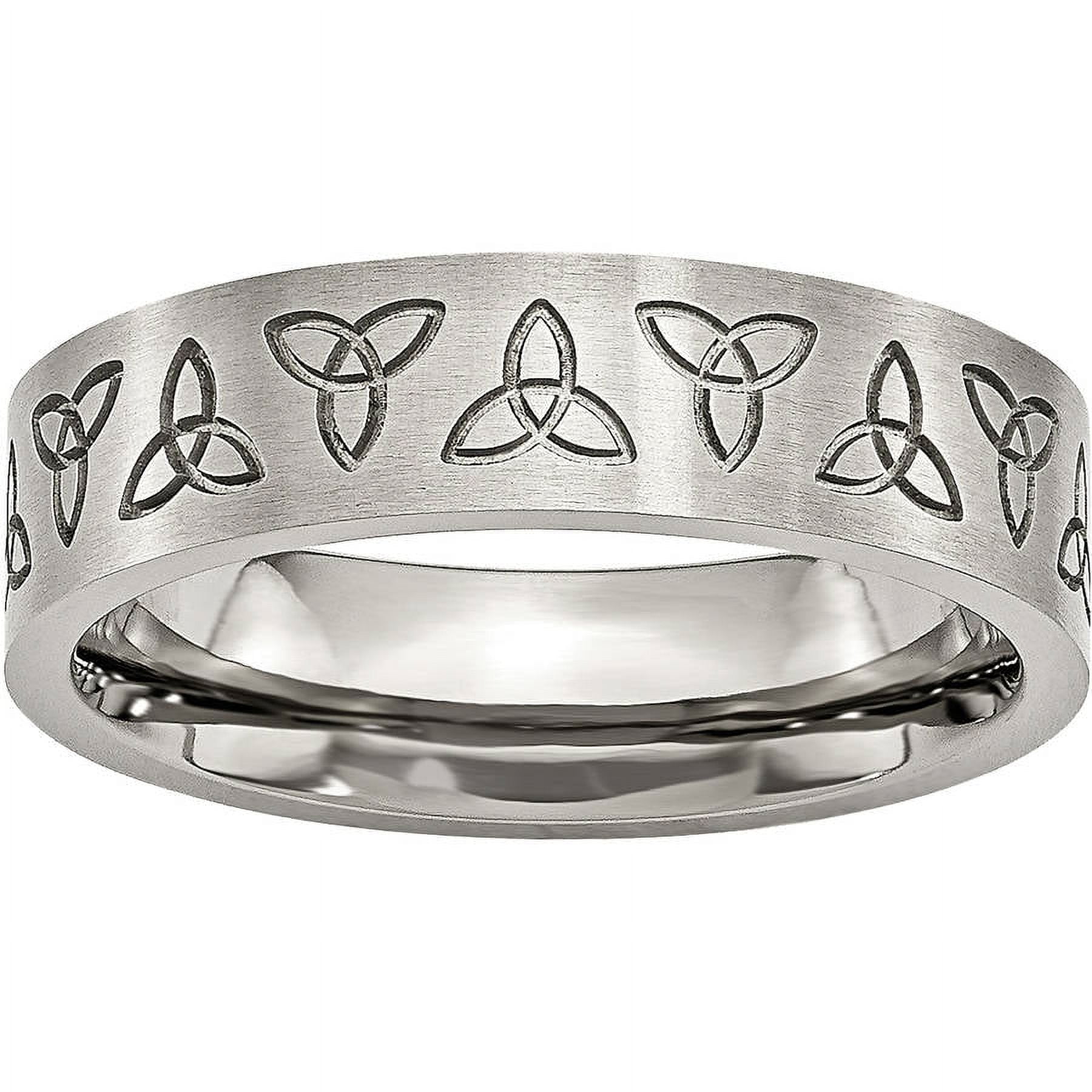 Primal Steel Stainless Steel Brushed with Engraved Trinity Symbol 6mm Band