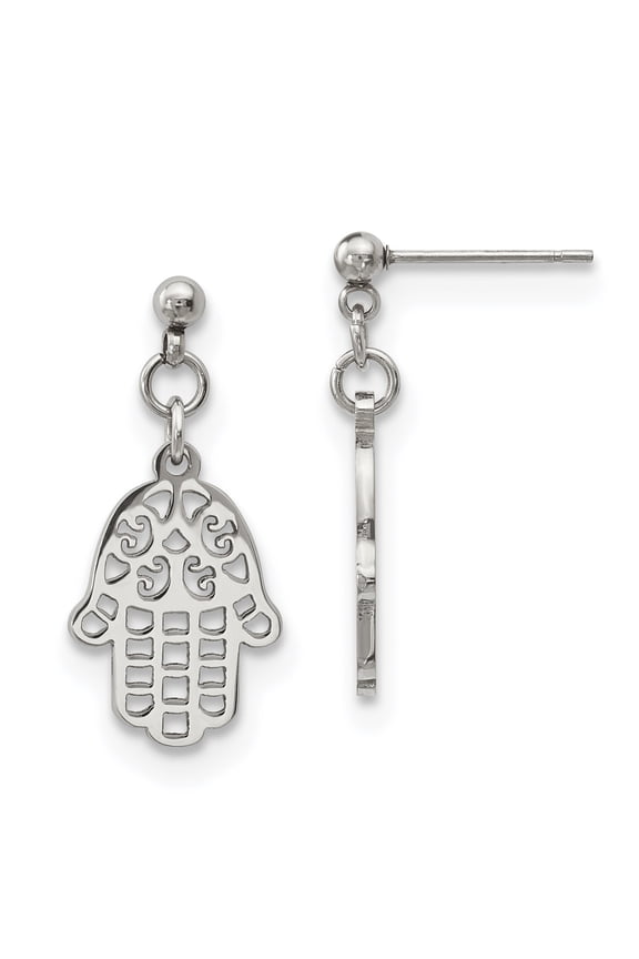 Primal Steel Stainless Steel Chamseh/Hamsa Post Dangle Earrings
