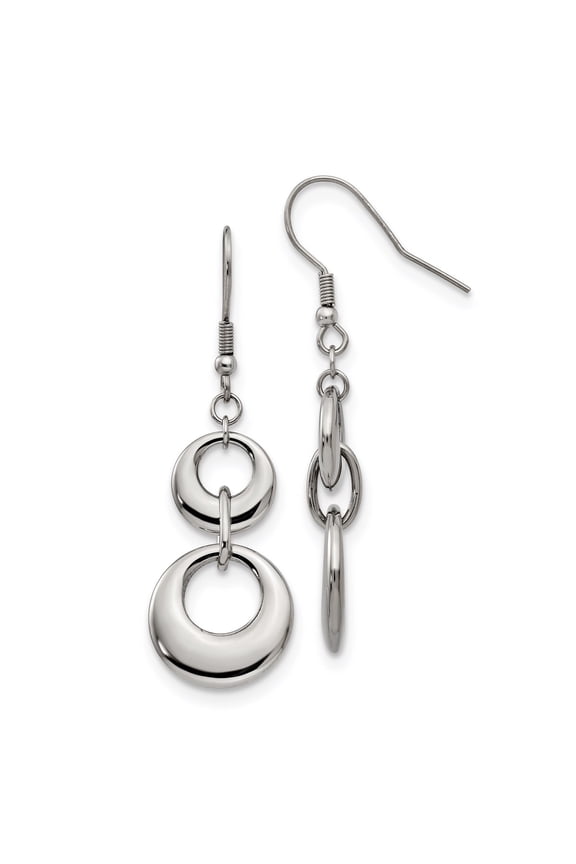 Stainless Steel Circle Shepherd Hook Dangle Earrings