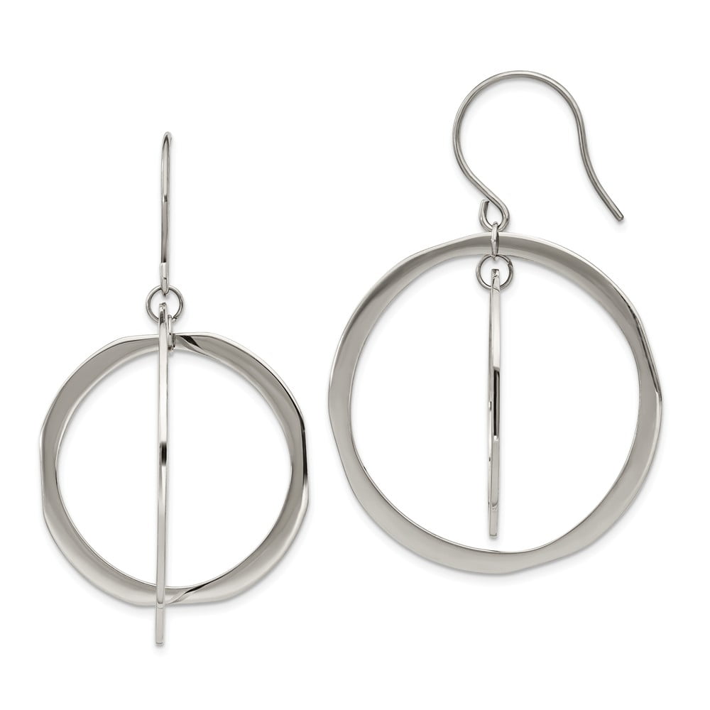 Primal Steel Stainless Steel Circles Dangle Shepherd Hook Earring