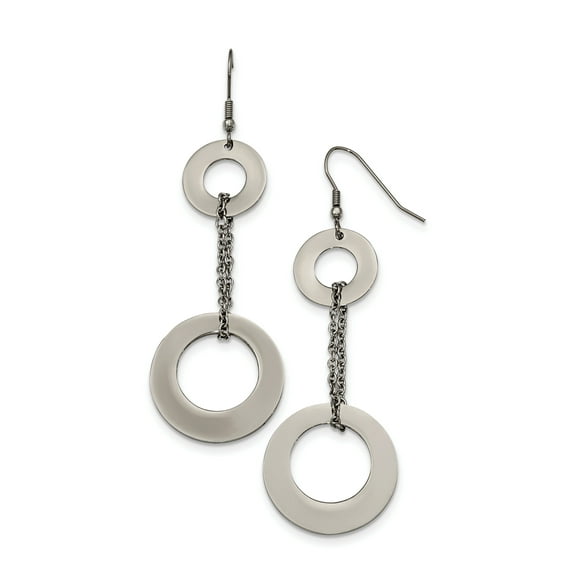 Primal Steel Stainless Steel Circles Dangle Shepherd Hook Earrings