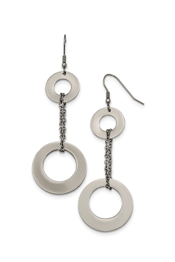 Stainless Steel Circles Dangle Shepherd Hook Earrings