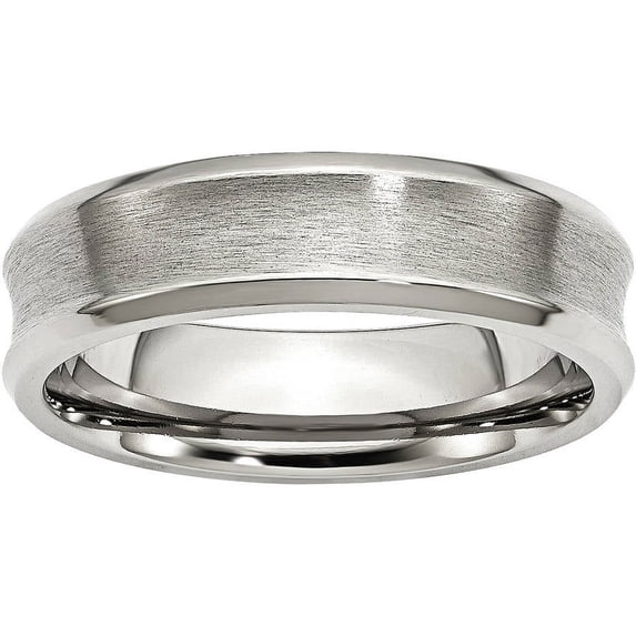Primal Steel Stainless Steel Concave Beveled Edge 6mm Brushed/Polished Band