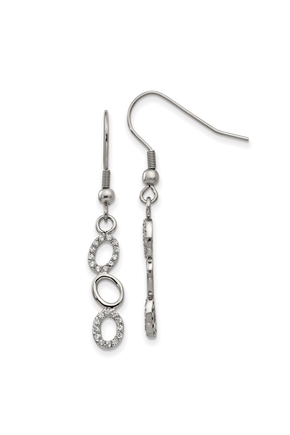 Primal Steel Stainless Steel Cubic Zirconia Shepherd Hook Earrings
