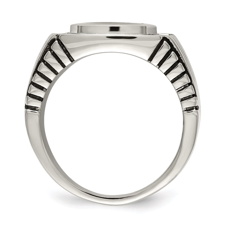 Primal Steel Stainless Steel Cubic Zirconia Signet Ring - Walmart.com