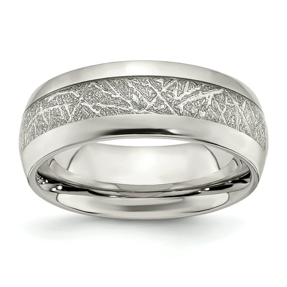 Primal Steel Stainless Steel Glitter Paper Inlay Center 8mm Band