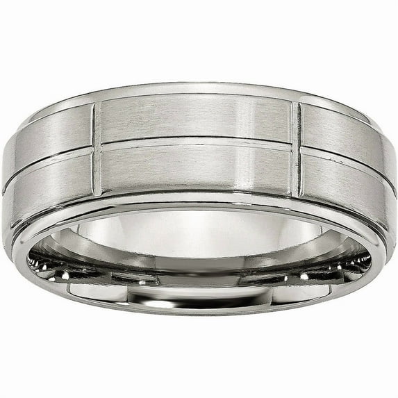 Primal Steel Stainless Steel Grooved 8mm Brushed/Polished Ridged Edge Band