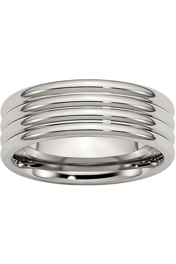 Stainless Steel Grooved 8mm Polished Band