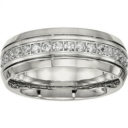 Stainless Steel Band Ring with Cubic Zirconia Accents Stainless Steel Band Ring with Cubic Zirconia Accents