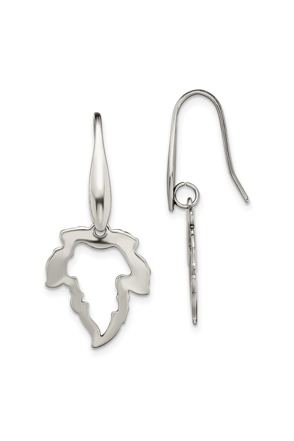 Stainless Steel Leaf Dangle Shepherd Hook Earrings