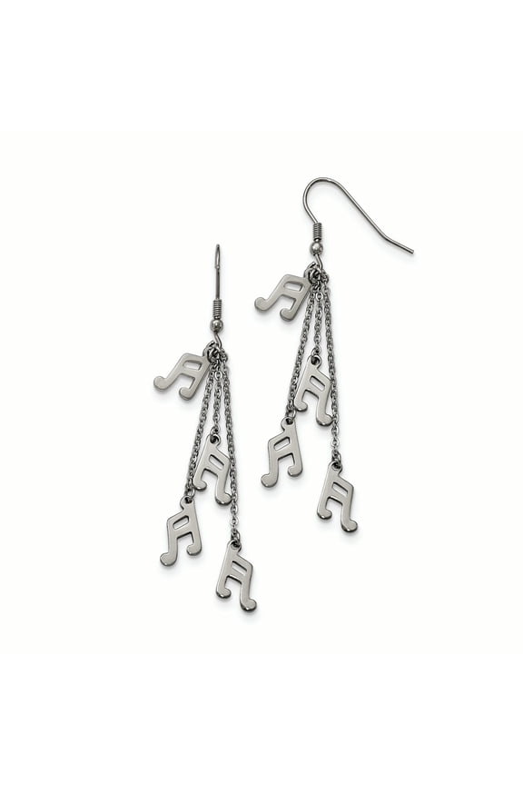 Primal Steel Stainless Steel Multi Strand Music Note Dangle Shepherds Hook Earrings