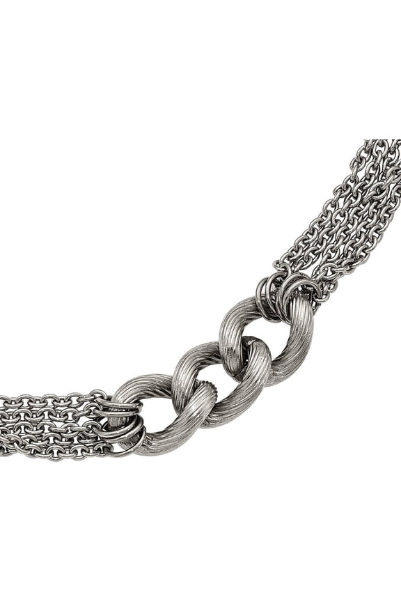 Primal Steel Stainless Steel Oval Multi Chain 6.5in with 1in ext. Bracelet