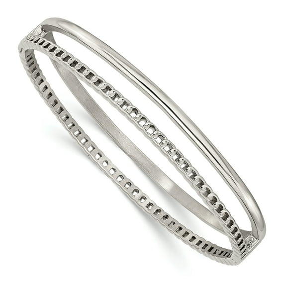 Primal Steel Stainless Steel Polished 9.25mm Hinged Bangle