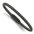 thumbnail image 1 of Primal Steel Stainless Steel Polished Black IP-plated Braided Wire and Rubber 8.25 Inch Bracelet, 1 of 8