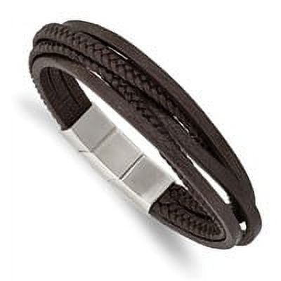 Primal Steel Stainless Steel Polished Brown PU Leather Multi